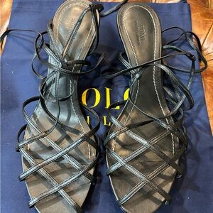 Polo Ralph Lauren- never worn, perfect condition! Black leather sandals. Size 9